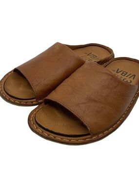 VIBAe Saint Tropez leather cognac brown sandals.